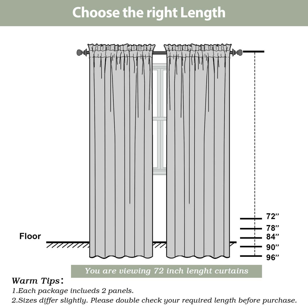 Sheer Curtain 72 Inches Long 2 Panels Set (Blush / 42"W x 72"L (Pack of 2))