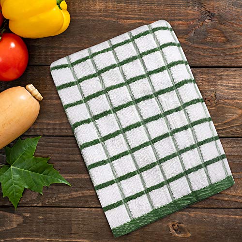 Kitchen Towels Cotton Dish Towels 20”x30” (20" x 30" (Set of 3) / 057 Green/White)