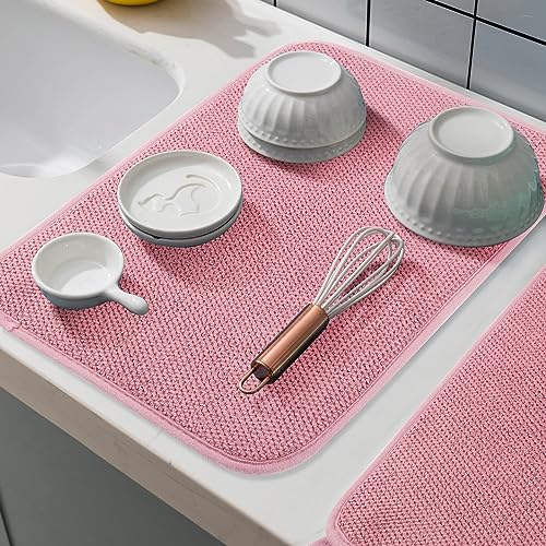 Microfiber Dish Drying Mat (Pink / 15" x 20")