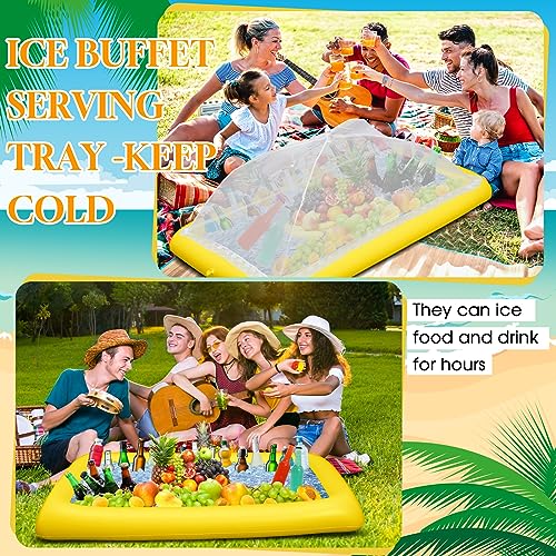 3 Pcs Inflatable Serving Bar Buffet Ice Tray with Drain Plug (Yellow)