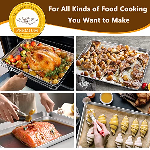 16 Inch Baking Sheet with Rack Set (Pans with Flat Racks / 16 + 16 Inch)