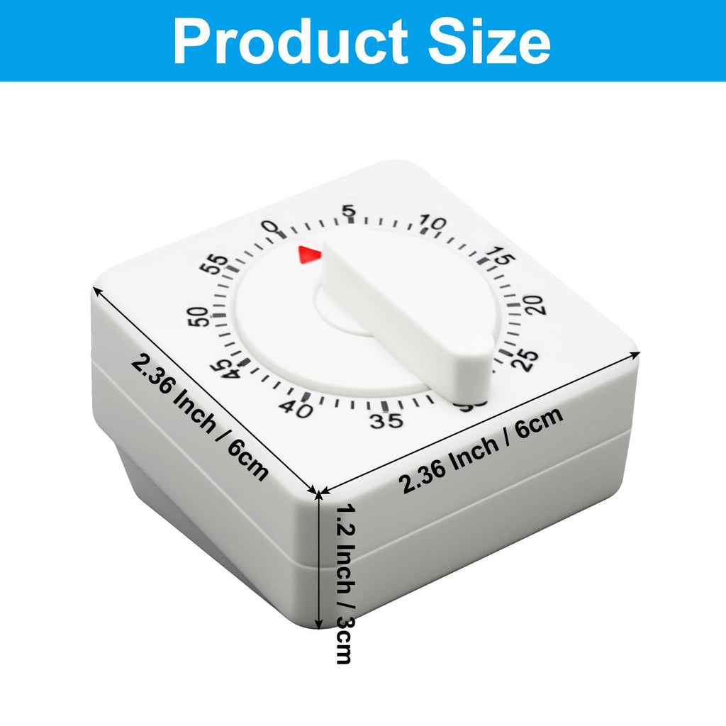 Square 60 Minute Mechanical Kitchen Timer (White)
