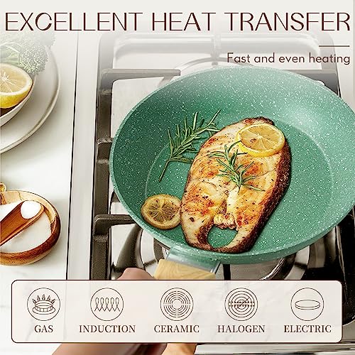 8 Inch Nonstick Frying Pan Small Egg Pan Skillet (8 Inch / Green)
