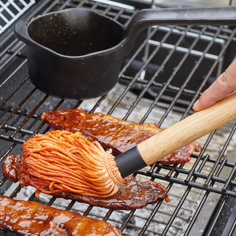 Cast Iron Sauce Pan and Basting Pot with BBQ Mop Brushes