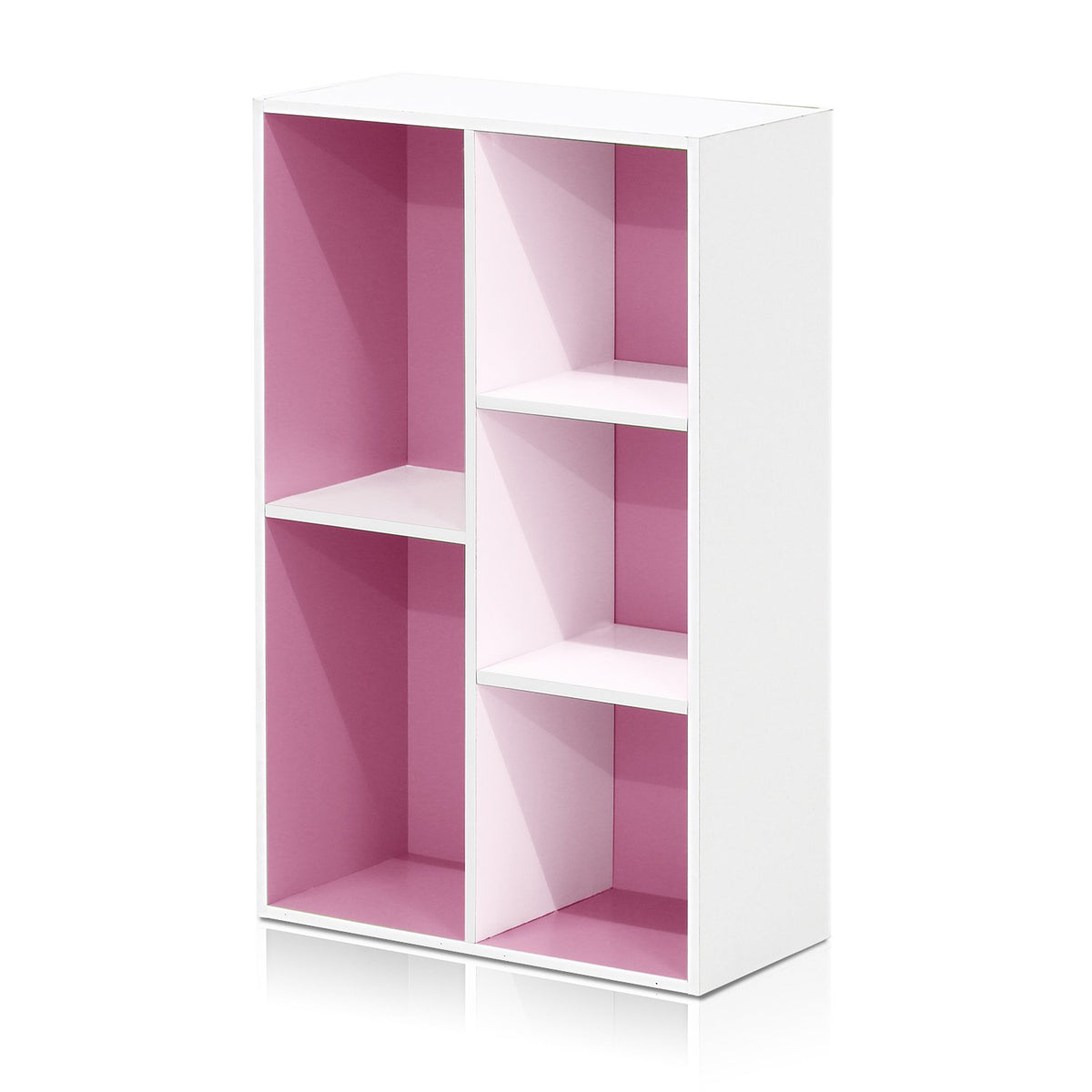 LUDER Book Shelf (White/Pink / 5-Cube)