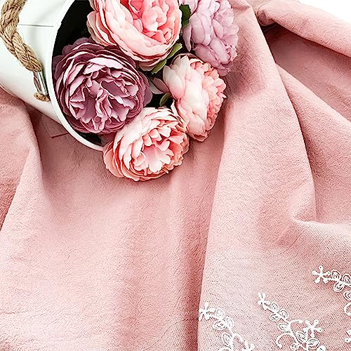 Cute Cotton Apron Frilly Lace Ruffle Adjustable Pinafore Apron Dress with Pockets for Cooking Baking Cleaning Gardening (Pink)