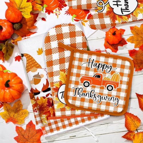 6 Pack Fall Thanksgiving Kitchen Decor Accessories Set (Vibrant Color / Gnome)