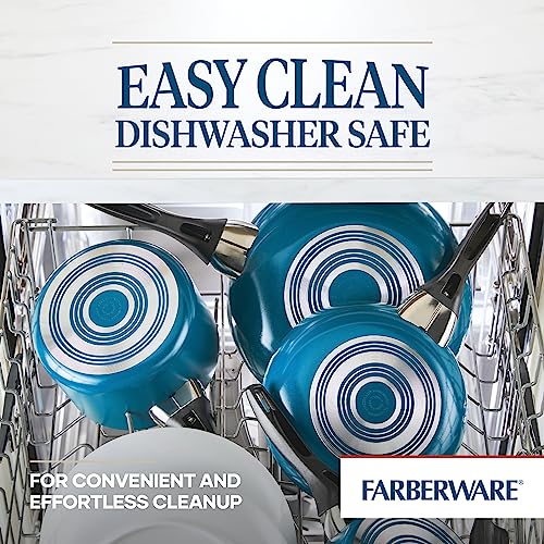 Dishwasher Safe Aluminum Nonstick Cookware Pots and Pans Set (Teal)