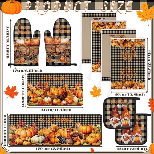 10 Pcs Fall Kitchen Decor Pumpkin Kitchen Accessory (Orange,black / Buffalo Plaid)