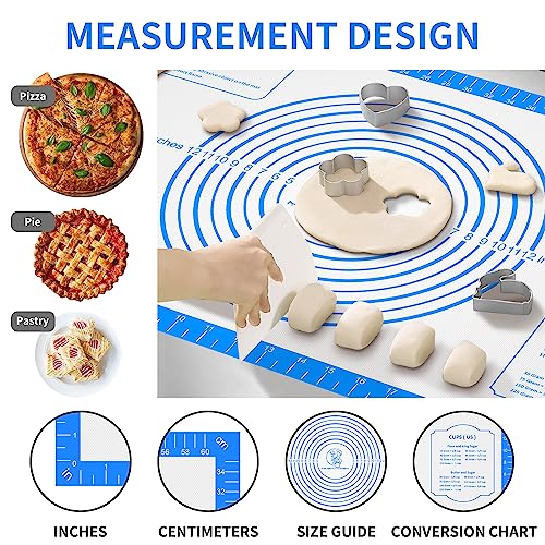 Silicone Pastry Mat for Dough Rolling (Blue / 28"L x 20"W)