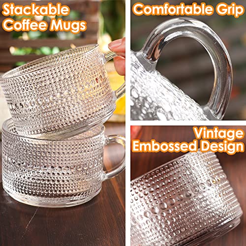 Vintage Glass Coffee Mugs Set of 4 (Beads*4)