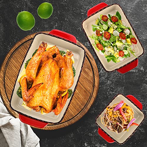 3 Pack Ceramic Bakeware Set (Red)