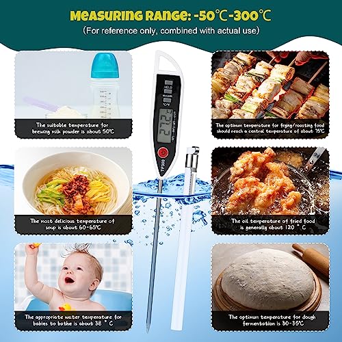 12 Set Digital Food Thermometer Long Probe Instant (White)