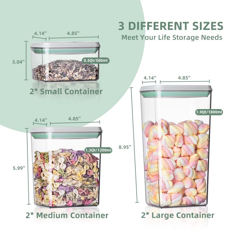 Airtight Food Storage Container Sets with Lids 6Pcs Pop Containers for Kitchen Pantry Organization BPA (6 Pcs Set)