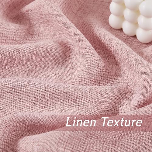 Linen Semi Sheer Curtains for Bedroom Living Room 84 inches Long (Z - Peach Blush / 52"W x 84"L (Pack of 2))