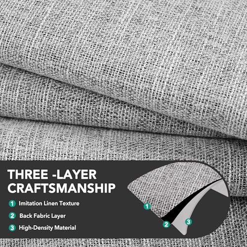 Faux Linen 100% Blackout Curtains with Hidden Tabs & Pleat Tape (Grey/100% Blackout / 50"W x 108"L (Pack of 2))