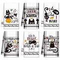 6 Pcs Black Cat Theme Kitchen Towels Funny Dish Towel (Black Cat)