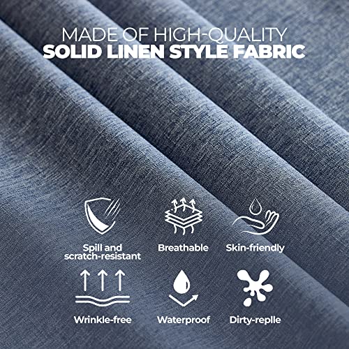 Faux Linen Square Tablecloth for Dining Room (Denim Blue / 70" x 70" (Square))