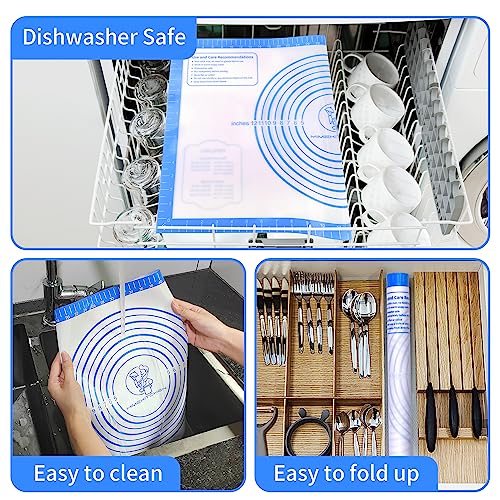 Silicone Pastry Mat for Dough Rolling (Blue / 28"L x 20"W)