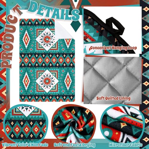 6 Pcs Kitchen Decor Set Accessorie Farmhouse Kitchen Towels Pot Holders Oven Mitts Set 2 Dish Towels 2 Pot Holders 2 Cooking Mittens Oven Glove for Cooking (Retro Color / Western Boho Aztec))