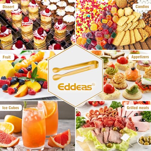 12PCS Mini Tongs For Serving (4+6 inch / Gold 6Pcs)