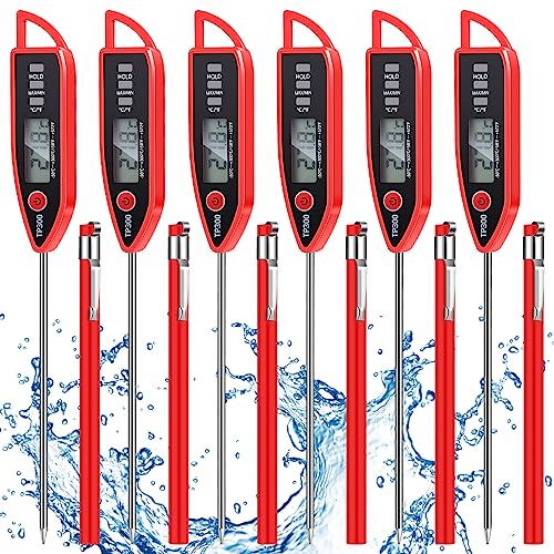 6 Set Digital Food Thermometer Long Probe Instant (Red)