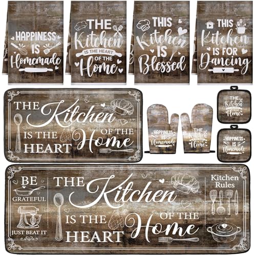 10 Pcs Farmhouse Kitchen Decor and Accessories Set Brown (Brown Gray / Classic)