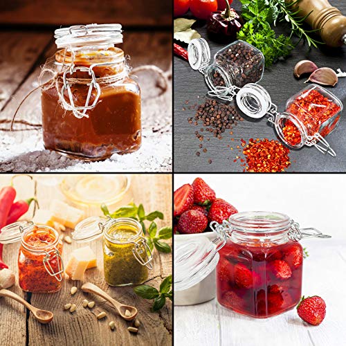 24 Pack 4 oz Mini Square Spice Jars with Airtight Hinged Lid (24 Pack)