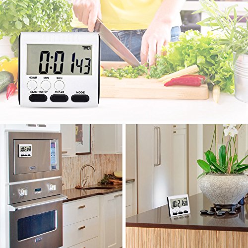 3 Pcs Magnetic Digital Timer for Kitchen Classroom (Black)