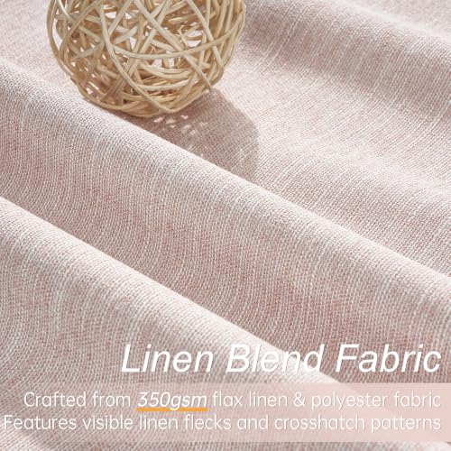 Soft Pink 100% Blackout Curtains Linen Blended Room Darkening Curtain Panels 95 inch for Living Room Bedroom Thermal Insulated Back Tab Drapes with Hooks Rings 8FT 52Wx95L 2 Panels (Soft Pink / 52"W x 95"L (Pack of 2))