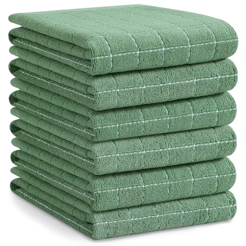 100% Cotton Terry Kitchen Towels (Grass Green / 20 X 28 - 6 Pack)