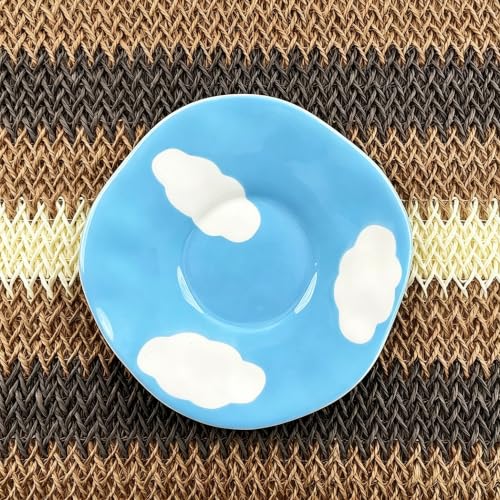 Irregular Ceramic Coffee Mug & Saucer Set