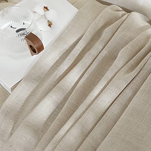 Cream Beige Linen Curtains & Drapes 84 inches Long (52"W x 84"L (Pack of 2) / Linen Cream)
