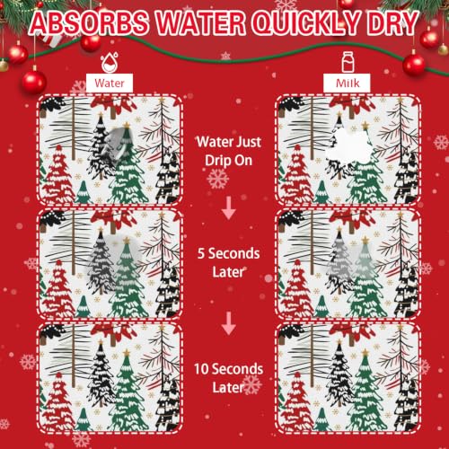 Christmas Dish Drying Mat Kitchen Countertop (RedGreen / 24" x 18")