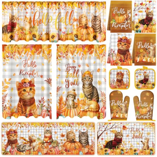 13 Pcs Fall Cat Kitchen Decor Set (Cat)