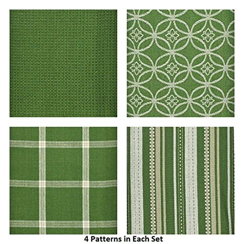 Assorted Woven Kitchen Set (Sage / Dishtowel, 18x28"; Dishcloth, 13x13")