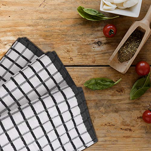 Kitchen Towels Black (20" x 30" (Set of 6) / 049 Black/White Terry)