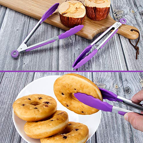 Kitchen Food Tongs (Purple - Mini Tongs Set)