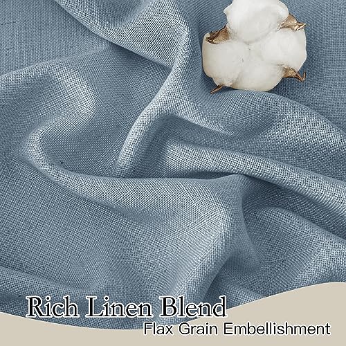 Linen Semi Sheer Curtains 63 inch Length for Living Room Office (Dusty Blue / 52"W x 63"L (Pack of 2))