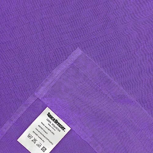 Sheer Voile Window Treatment Rod Pocket Curtain Panels for Kitchen Bedroom Living Room Drapes Sunlight Filtering Privacy Semi Home Decor Assorted (Purple / 52"W x 90"L (Pack of 2))