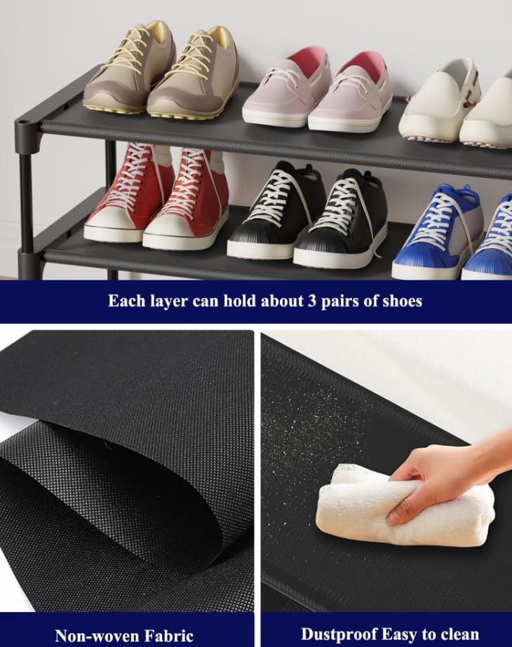 Shoe Rack Non (Black / 27.5" Wide - 2 Tier)