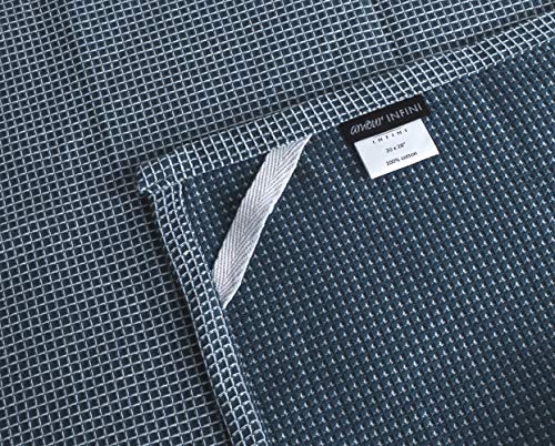 Cotton Kitchen Towels (Blue / 2 Stripe + 2 Waffle Towels)