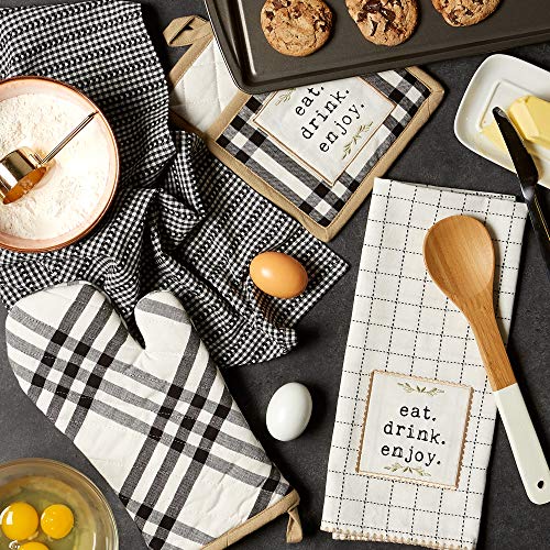 Home Sweet Farmhouse Kitchen Collection (Black / Potholder/Oven Mitt/Dishtowel Set)