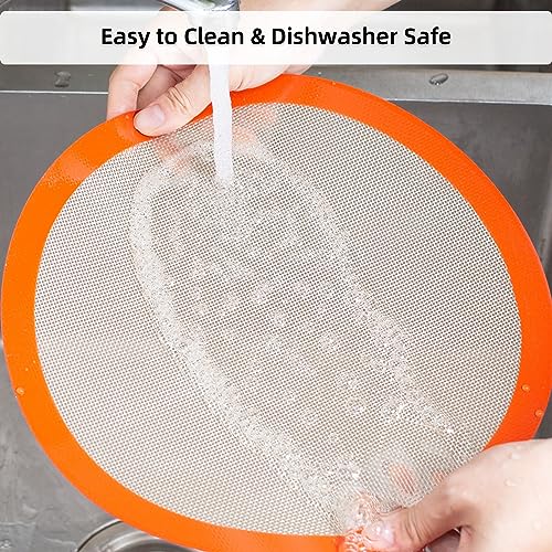 Round Silicone Baking Mats for 12 Inch Pizza Pan (Bright Orange / 11.8"L x 11.8"W)