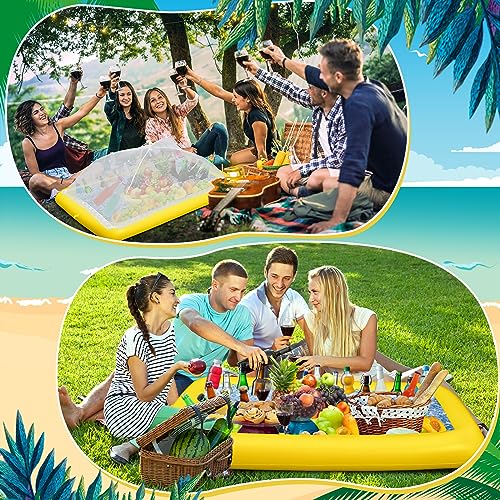 3 Pcs Inflatable Serving Bar Buffet Ice Tray with Drain Plug (Yellow)