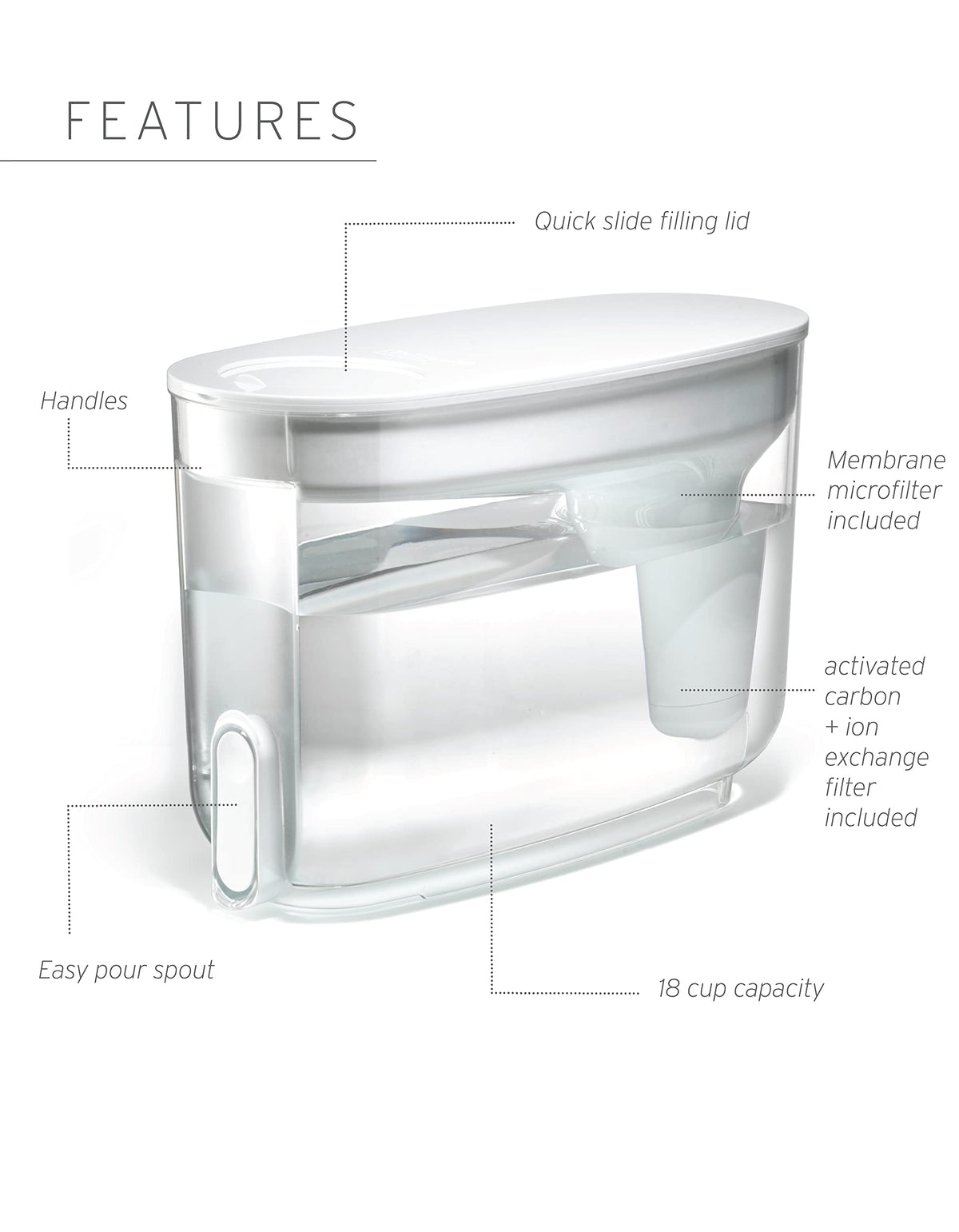 Home BPA Free Water Filter Dispenser (Midnight Blue / 18-Cup)