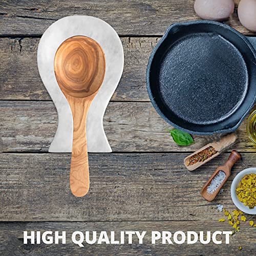 Luxury Handmade Cloudy White Marble Spoon Rest for Kitchen Counter (Cloudy White)