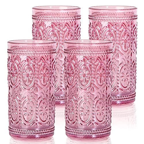 Pink Drinking Glasses (Pink / 4Pack 12oz)