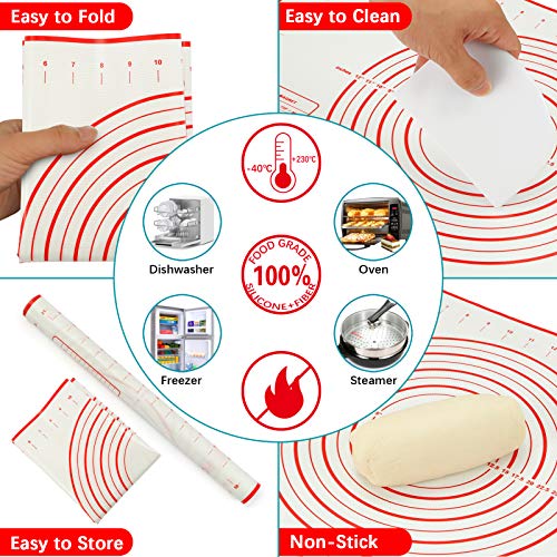 Rolling Pin Rolling Pins Thickness Rings and Silicone Baking Pastry Mat Set