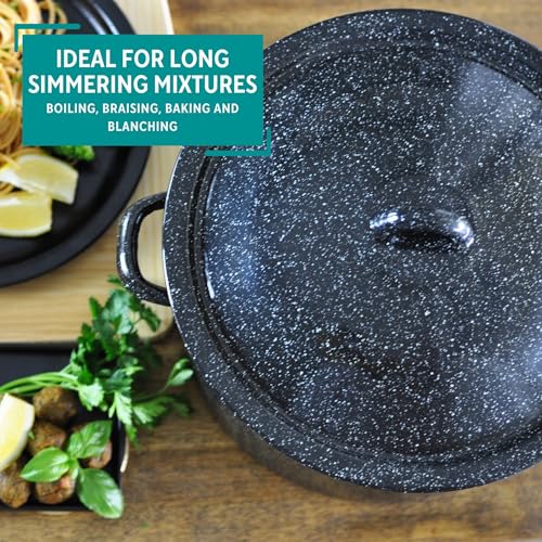 7.75 Qt Enamel Stock Pot for Canning (7.8 Quarts / Black)